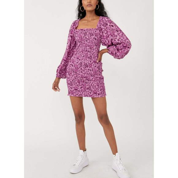 🎉LAST CHANCE🎉 NWT Free People Smock It To Me Mini Dress / Azalea Combo - Picture 5 of 7